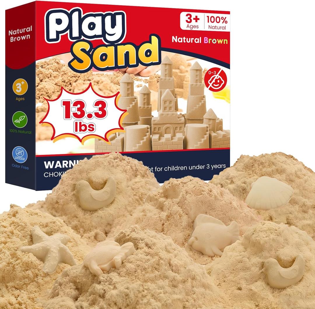 FURWEY 13.3lbs Play Sand, Natural Brown Sensory Sand,Suitable for Children to Shaping, Squeezing and MoldingWithout Molds