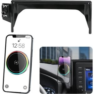 LUNQIN Car Magnetic Phone Mount for 2019-2025 Toyota RAV4 LE XLE and RAV4 Hybrid LE XLE SE Woodland XLE-Premium and RAV 4 Prime SE Auto Accessories Cell Phones Holder Fast 15W Wireless Charger