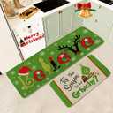 Christmas Kitchen Rugs and Mats Set of 2, Christmas Indoor Floor Mats Non-Slip Kitchen Mat Door Mat Runner Rug for Kitchen Home Christmas Decor 17" x 47"+17" x 29"