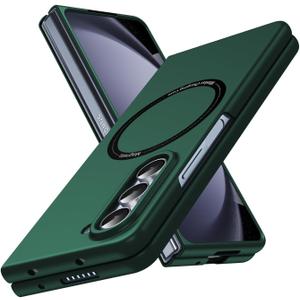 Magnetic for Galaxy Z Fold 5 5G Case,Lightweight,Slim Fit Drop Protection Rugged Shockproof Cover for Samsung Galaxy Z Fold 5 Hard PC Shockproof Protective Phone Dark Green 18-Z Fold5-06-CP