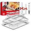 Air Fryer Basket for Oven, Air Fryer Basket and Stainless Steel Baking Tray Pant Oven Air Fryer Pan Rack for Cooking Baking Dishwasher and Broiling (13.1"x9.6" & 15.3"x11.1")