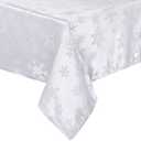 Tegeme Winter Snowflake Tablecloth Metallic Jacquard Rectangle Tablecloth Polyester Fabric Table Cloth for Winter Holidays, Dinner, Parties(White,60" X 120")