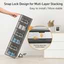 Kuject Activated Charcoal Shoe Organizer, 12 Pack XL Clear Plastic Stackable Shoe Storage Boxes, Sneaker Organizer Display Containers, Dustproof Shoe Case & Organization for Closet, Entryway, Black