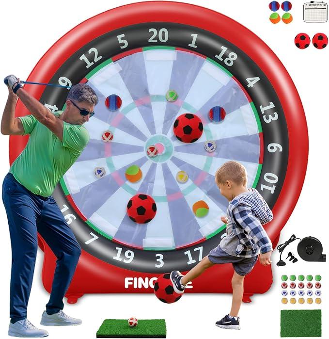 FINCOME Inflatable Dartboard Kick Darts Soccer Golf Dart Outdoor Game
6FT Giant Dart Board Throw Darts with Pump Outdoor Indoor Target Yard Games for Adults 20+Games