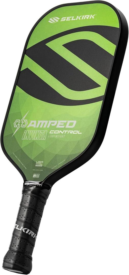 Selkirk Sport Amped Pickleball Paddles | Assembled in The USA | Amped Control or Amped Pro Fiberglass Pickleball Paddle | Unrivaled Precision & Control (Invikta (Elongated Shape), Control | Green | Lightweight)
