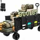 ZENPETIO 49" Collapsible Wagon Cart, 900LBS Heavy Duty Extra Long Folding Utility Wagon, 300L Large Capacity Wagon with Extender All-Terrain Big Wheels with Brakes for Camping, Garden, Sports, Grocery