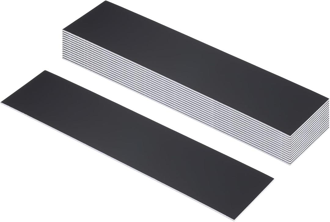PATIKIL 8x2inch Blank Name Plates, 15Pcs Custom Engraved Name Plate Rectangle Laser Engraving Blanks for Personalized Office Desk DIY Painting Supplies, Black, White