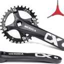 Cyclon Single Speed Square Taper Crankset, 170mm Mountain Bike Crankset with 104BCD 32T/34T/36T/38T/40T/42T Narrow Wide Tooth Round Black Chainring, Replacement for Bicycle Crank Arm Set MTB Crankset