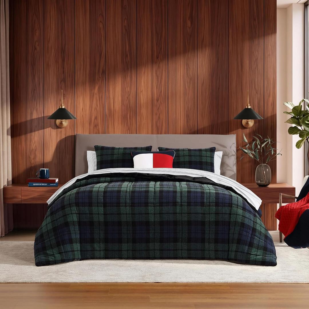 Tommy Hilfiger - Twin Comforter Set with Sham, Reversible Plush Bedding