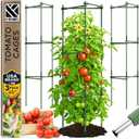 Tomato Cage - Trellis Stakes and Plant Support Structures for Vegetables and Climbing Plants - Tall Tomato Cages for Garden, Pots, Raised Garden Bed Outdoor (3 Pack - Up to 48 Inches)