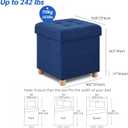BRIAN & DANY Ottoman with Storage, Square Small Storage Ottoman Foot Rest with Legs, Ottomans Foot Stool for Dorm, Living Room, Entryway 14.8"x14.8"x17.8" (Blue), 15"D x 15"W x 15"H