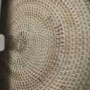 Rattan Large Serving Tray, Wicker Round Fruit/Bread Serving Basket, Extra Large Decorative Ottoman Tray for Living Room, Coffee Table, Breakfast, 16.9 inch