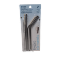 Hydro Elements Reusable Stainless Steel Straws with Silicone Tips. 6 Straws, 1 Cleaning Brush