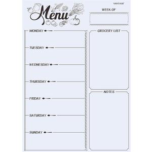 Magnetic Refrigerator Whiteboard,Weekly Menu, Meal Planner, Grocery Shopping List, Dry Erase Board, for Kitchen Fridge with 8 Color Magnetic Markers (16inchx12inch)