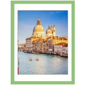 wyooxoo 18x24 Poster Frame Made Of Solid Wood Green Picture Frames Display Pictures 16x20 with Mat or 18x24 Without Mat Colorful Frame For Horizontal Vertical Wall Mounting