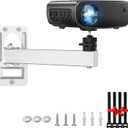 Mini Projector Wall Mount- Adjustable Tilt&Swivel Hanging Projector Holder Wall Mount Hanger Rack Stand with 1/4" Screw for Mini Projector with Cable Ties (White)