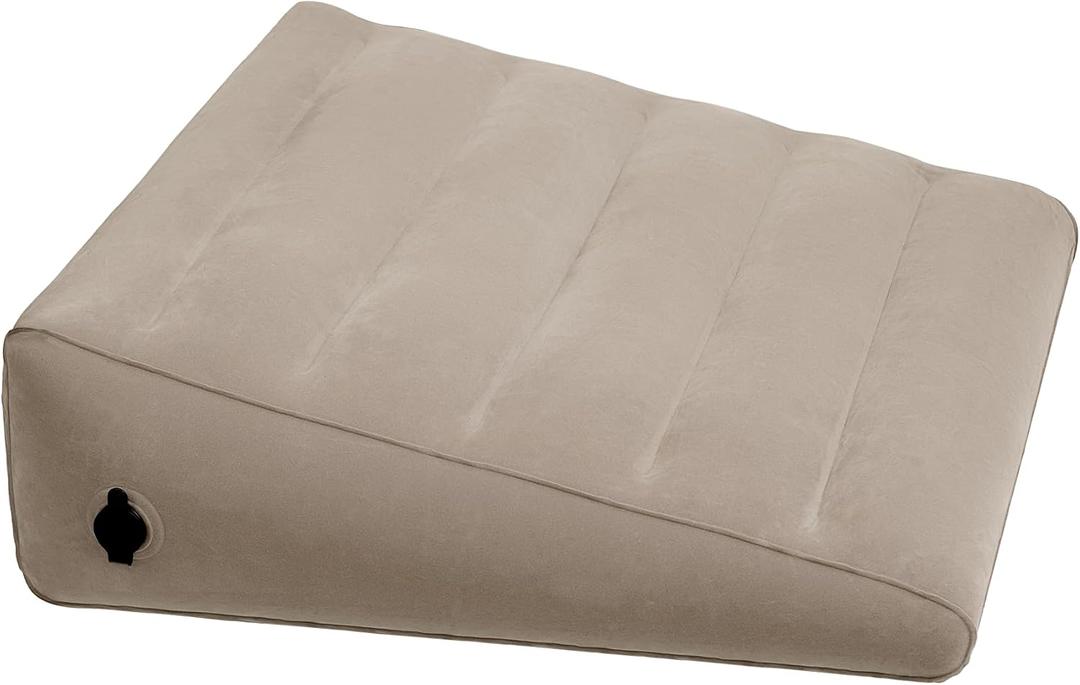 WEY&FLY Inflatable Wedge Pillow for Traveling  Lightweight Sleeping Support, Portable Camping Travel Wedge for Bed or Back, Fast Valve Inflation, 24.8" x 23.6" x 7.1" (Cloud Gray)