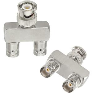 Eightwood BNC Splitter Adapter 2-Pack BNC Male to Dual Female Tee Type 3 Way Audio RF Coax Connector