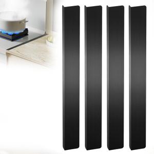 Stainless Steel Stove Gap Filler & Covers (13.8" x 1.4") with Pre-Attached Adhesive - 4-Pack Universal Fit for 13.8-27.6" Gas/Electric Stoves, Tool-Free Installation for Countertop Gaps