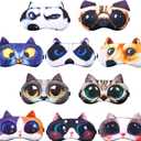 Syhood 10 Pack Funny Blindfolds for Party Game Cute Animal Sleep Mask Cat Dog Soft Blindfold Eye Cover with Adjustable Strap for Adults Men Women