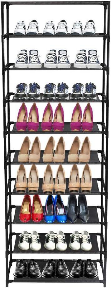 10-Tier Metal Shoe Rack 30 Pairs - Space-Saving Stackable Shoe Organizer Cabinet for Entryway, Closet, Bedroom, Apartment & Dorm