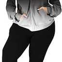YeGine Womens Plus Size Two Piece Outfits Sweatsuits Casual Long Sleeve Set With Pockets Black Gradient 2XL