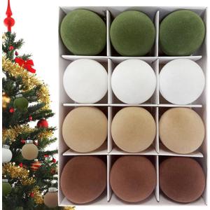 12 Pcs Velvet Ornaments Balls, 2.36 Inch Christmas 4 Color Shatterproof Tree Flocked Ball for Xmas Wedding Party Decorations