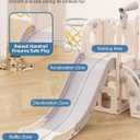 Babytronic Toddler Slide, 6 in 1 Kids Indoor Slide for Toddlers 1-3, Baby Indoor and Outdoor Climber Playset, Kids Slide with Basketball Hoop and Telescope, Toddler Outdoor Playground(White&Gray)