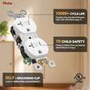 AIDA 20 Amp Outlet Duplex Electrical Receptacle Outlets,Power Outlet,Tamper Resistant,Heavy-Duty Receptacle Wall Outlet,Residential,2Pole,3-Wire, Self-Grounding Clip, NEMA 5-20R,UL Listed 10 Pack
