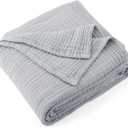 Carriediosa 100% Cotton Muslin Throw Blanket 51"x67" Throw XL Size4-Layers Summer Gauze Throws for Bed CouchSoft Lightweight Breathable Linen Blankets Bedspread for Adults All SeasonGrey