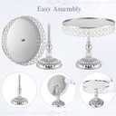 Lallisa 13 Piece Silver Cake Stand Set, Vintage Cake Dessert Display with Crystal Rim & Cupcake Trays for Wedding, Birthday Anniversary Parties, Dessert Table Decoration