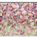 7x5ft Pink Rose Floral Flower Wall Backdrop Girls Wedding Birthday Bridal Shower Kids Portrait Background Photoshoot Cake Table Tea Party Photoshoot Decorations Photo Studio Props