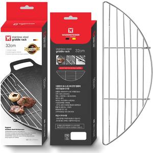 Stainless Steel Meat Resting Rack: Detachable Cooling Rack for Round Shape Griddle or Pan, Korean Style BBQ Grill Oil Draining Rack, With Dust Bag 12.5" x 4.3"
