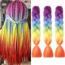 Jumbo Box Braiding Hair Extensions 24 Inch Colored Braiding Hair 3 Packs Ombre Twist Crochet Braids Hair Extension for Women High Temperature Synthetic Fiber(24",D8)