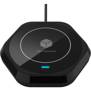 Smart Beverage Heating Plate Candle Wax Cup Warmer Electric Thermostat Coaster for Hot Coffee Milk Tea Water Cocoa Desk Home Office Use (R1 Black)