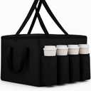 musbus 1Insulated Food Delivery Bag with Cup Holders/Drink Carriers Premium XXL, Great for Beverages, Grocery, Pizza, Commercial Quality Hot & Cold, Black (014) (24W x 15H x 14D)