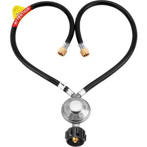 2 feet y-Splitter 2 Hose Propane Regulator, Low Pressure Dual Propane Tank Connection kit Hose, for Most LP/LPG Gas Grill, Heater and Fire Pit Table