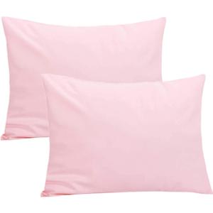 Organic Cotton Toddler Pillowcase 2 Pack, 14x20 Travel Pillow Case Cover, Soft & Breathable Small Pillow Case for Babies Girls, Fits Pillows sizesd 13 x 18 or 12x 16 for Kids Bedding Pillow Cover (Pink)