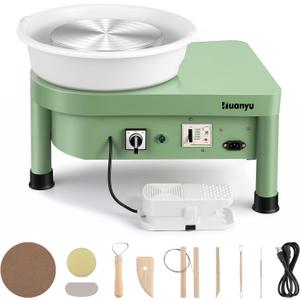 Huanyu Pottery Wheel Machine 25 cm/10" with Foot Pedal, Electric Ceramic Forming Machine with Detachable Basin DIY Art Clay Potter's Wheel for Beginners Adults At Home Pottery