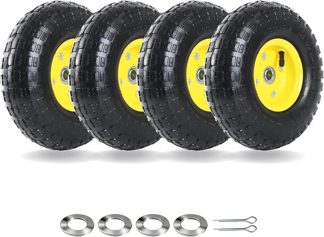 AR-PRO (4 Pack) 10" Pneumatic Tire and Wheel, 4.10/3.50-4, 5/8" Bearings, 4pk