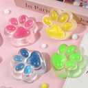 Taba Squishy Cat Paw, 5 Pack 2.8" Fufu Fidget Squeeze Toys, Cute Kawaii Sticky Squish, Stress Anxiety Relief Soft Sensory Toys for Adults Kids Teens, Glitter Edition