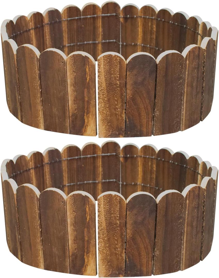 2 PCS Wooden Garden Edging Border 5.9 X 47.2 Inch Flexible Landscape Border Edging Garden Wooden Fence Decorative Border for Gardens Lawn Yard Patio Balconies Courtyards Planting Fences, Brown