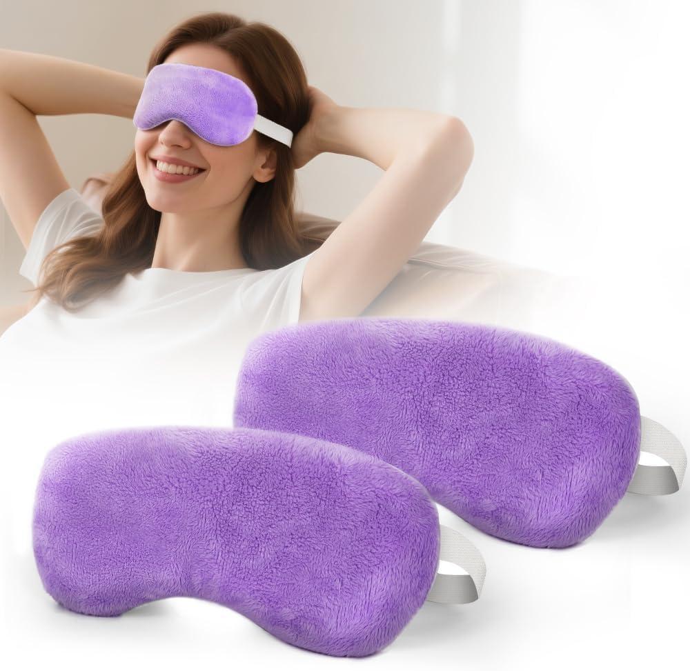 Heated Eye Mask for Dry Eyes, Steam Warm Compress for Stye Eye Treatment, Relieve, Hot Compress, Moist Heat Mask for Blepharitis (Purple2PCS)