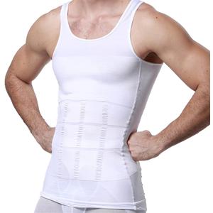 GKVK Mens Slimming Body Shaper Vest Shirt Abs Abdomen Slim (Medium, White)