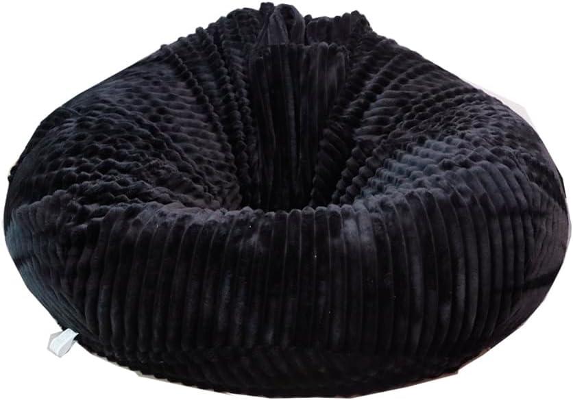 Soft Bean Bag Chair Cover No filler Sofa Cover Storage Bean Bag Cover Organizing Children Plush Toys (Black, Large)