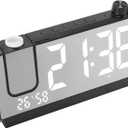 ASHATA Projection Digital Alarm Clock for Bedrooms, Radio Alarm Clock on Ceiling, Large Display LED Mirror Desk k, Digital k for Heavy Sleepers, Snooze Wake Up (Black)