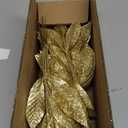 40 Pieces Gold Glittered Artificial Leaf Spray Picks 12" Tall for Christmas Winter Wedding Wreath Tree Swag Floral Arrangment Vase Bouquets Table Centerpieces Decoration