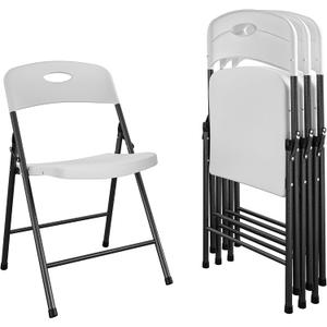 COSCO Solid Resin Folding Chair, 4Pack, White
