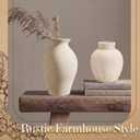 2 Pcs Rustic Farmhouse Vase Terracotta Clay Vase White Pottery Decorative Flower Pot Vintage Decor for Table, Living Room, Shelf, Mantel Decoration