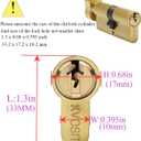 Solid Brass Lock Cylinder with 3 Brass Keys 63mm Door Lock Cylinder Replacement